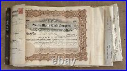 Antique Santa Maria Club Co. Stock Certificate Lot of 80 Historical Certificates