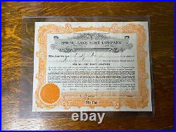 Antique Spring Lake Boat Company Stock Certificate Original Michigan