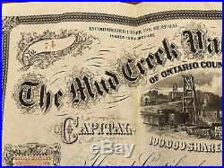 Antique Stock Certificate Oil Company Mud Valley Circa 1865