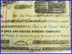 Antique The Peoples Gold And Silver Mining Co. Certificate 1865 California Rare