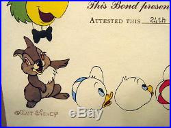 Antique WW2 1944 War Bond with Disney Characters Signed & Framed