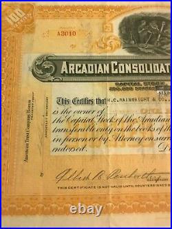 Arcadian Consolidated Mining Company Michigan stock certificate #A3010