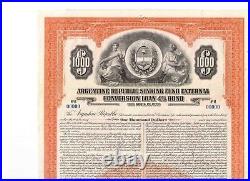 Argentine Republic Argentina 1937 1000$ Bond Specimen RAR