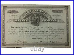 Argonaut Mining Company Stock Certificate, 1882