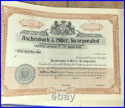Aschenbach & Miller Inc. Capitol Stock Certificate 1900's