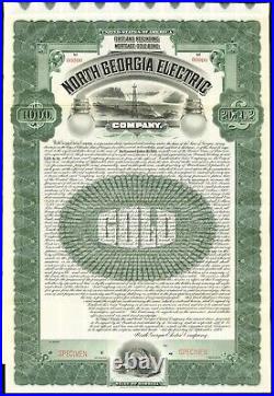 Authentic 9/1/1906 North Georgia Electric $1000 Gold Bond SPECIMEN=Very Rare