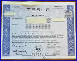 Authentic Tesla Stock Certificate, One Share Pre Split