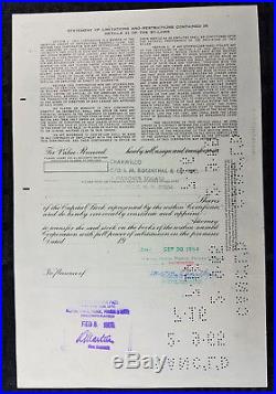 BALTIMORE ORIOLES Baltimore Baseball Club Stock Certificate 1964
