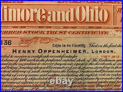 Baltimore And Ohio Railroad Co. 1899 Stock Certificate Signed Henry Oppenheimer