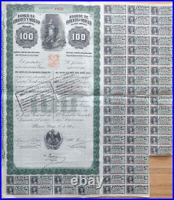 Banco Londres Mexico 1905 Queen Victoria Bond 100 Pesos Coupons Loan Accion