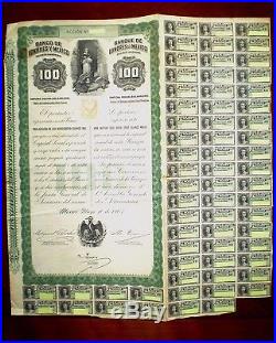 Banco de Londres y Mexico 100 Pesos share 1905