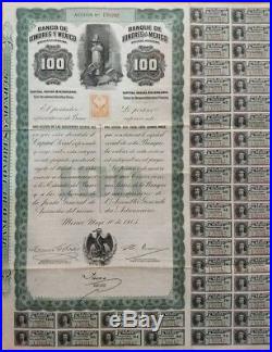 Banco de Londres y Mexico 1905 Queen Victoria 100 Pesos Uncancelled Loan Bond
