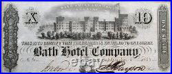 Bath Hotel Company' 1853 Banknote Look-A-Like Stock Certificate New York NY