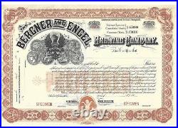 Bergner And Engel Brewing Company (philadelphia Pa). Specimen Certificate