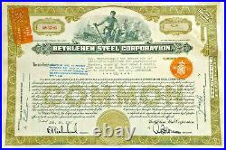 Bethlehem Steel Corporation 1957 manufacturing company stock certificate