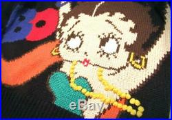 Betty Boop. Black Design Knit Sweater Size M Black Rare