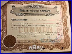 Biltmore Estate Forest stock certificate Adams 1920