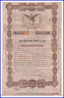 Black Eagle Bond Tesorería General, 20,000 Pesos, 6% al Año, 1843