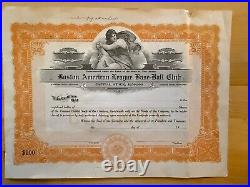 Blank Boston Red Sox Stock Certificate Example From The Babe Ruth Era