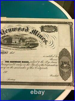 # Blank Michigan the Henwood Mines Stock Certificate #133 1860s