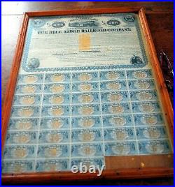 Blue Ridge Railroad bond with 38 of 40 coupons attached. 1869