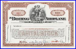 Boeing Airplane Company. Stock Certificate