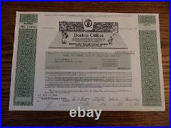 Boston Celtics STOCK CERTIFICATE, DIVIDEND CHECK & 6% DEBENTURE RARE 1987 1988