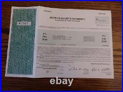 Boston Celtics STOCK CERTIFICATE, DIVIDEND CHECK & 6% DEBENTURE RARE 1987 1988