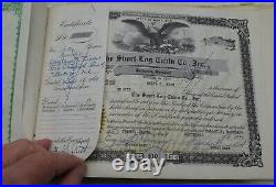 Bound Book of Stock Certificates from The Short Log Cabin Company Most Unissued