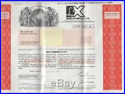 Bre-X Minerals Ltd. Scarce Stock Certificate for 1400 Shares 1997