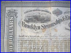 Brooklyn Steamship and Navigation 1000 $ Gold Bond State of New York 1867 unc