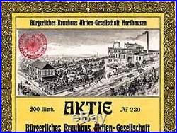 Bürgerliches Brauhaus AG Nordhausen Gründeraktie 1905 Thüringen Nordhäuser Bier