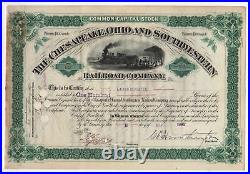 C. P. Huntington-Chesapeake Ohio & Southwestern Railroad Stock Certificate