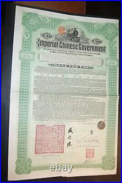 CHINA Chinese Government Hukuang Rwy 5% Gold Bond 1911 £ 20 BIC, uncan/coupons