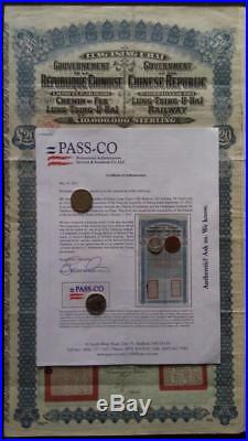 CHINA Gov Lung Tsing U Hai bond 1913 uncancelled +41 coup +Passco +Certificate