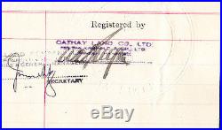China Taipan Signed Cathay Land Shanghai 1933