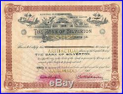 COLORADO BANK OF SILVERTON San Juan County Gus Stoiber gold baron mining 1892