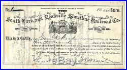 COLORADO SOUTH PARK & LEADVILLE SHORTLINE RAILROAD #1 certificate 1885