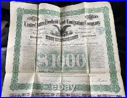 COLORADO TERRITORY bond stock certifcate US Freehold Land & Emigration Co 1870