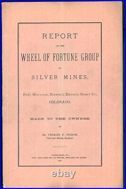 COLORADO WHEEL OF FORTUNE CONSOLIDATED MINING Sneffels District OURAY stock 1882
