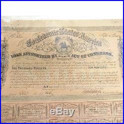 CONFEDERATE CSA Bond $1000 LOAN SIGNED Robert O. Tyler Civil War FEB 17 1864 VA