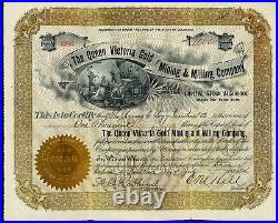 CRIPPLE CREEK COLORADO QUEEN VICTORIA MINING & MILLING CO stock certificate 1896