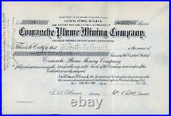 CRIPPLE CREEK COLORADO mining stock certificate COMANCHE PLUME MINING CO 1900