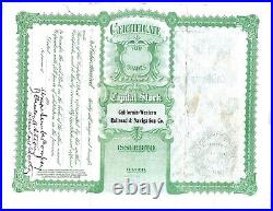 California= Western Railroad & Navigation Co. 10,000 Shares Stock Cert. 1927