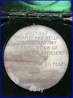 Calumet Hecla Medal 1866 to 1917 30 Years Service in Case Mining