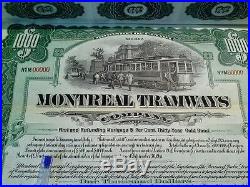 Canada 1911 Montreal Tramway Railway ABNC GOLD $ 1000 RARE SPECIMEN Bond SCARCE