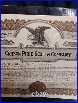 Carson Pirie Scott & Company Stock Certificate Feb 6 1920 John Pirie VERY RARE