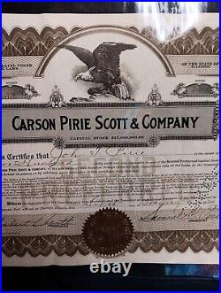 Carson Pirie Scott & Company Stock Certificate Feb 6 1920 John Pirie VERY RARE