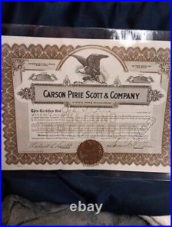 Carson Pirie Scott & Company Stock Certificate Feb 6 1920 John Pirie VERY RARE