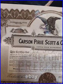 Carson Pirie Scott & Company Stock Certificate Feb 6 1920 John Pirie VERY RARE